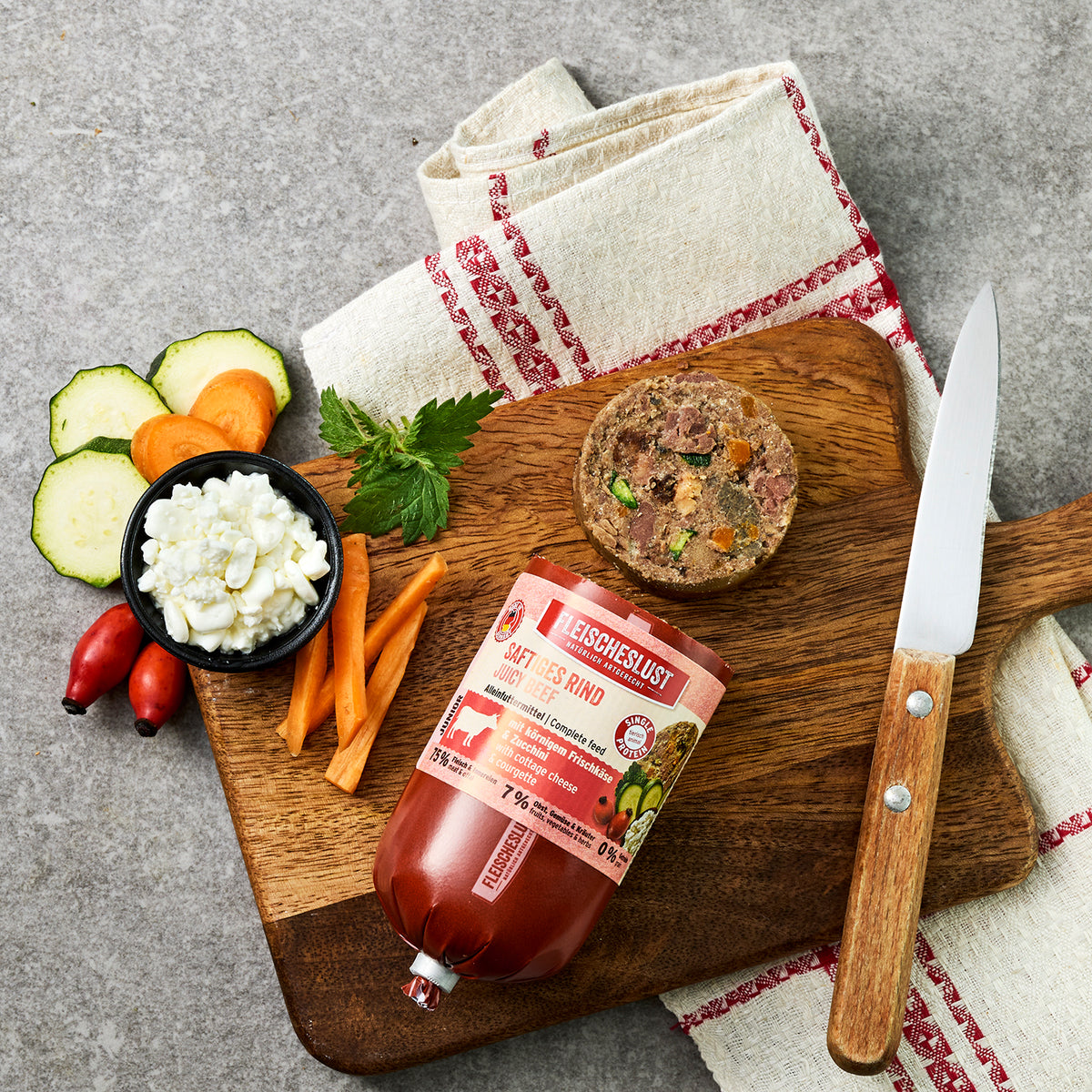 Saftiges Rind mit körnigem Frischkäse & Zucchini für Junioren
