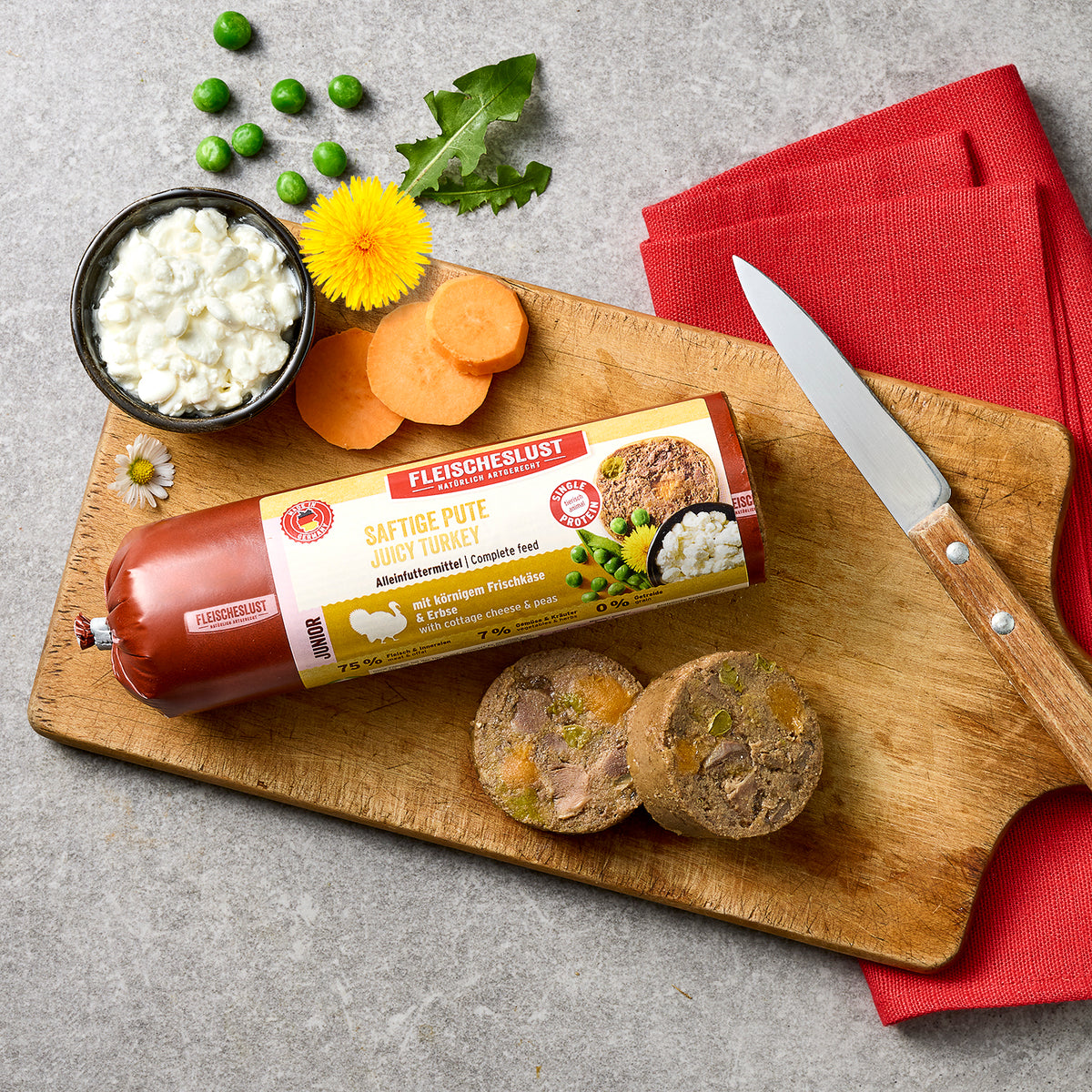 Saftige Pute mit körnigem Frischkäse & Erbse für Junioren