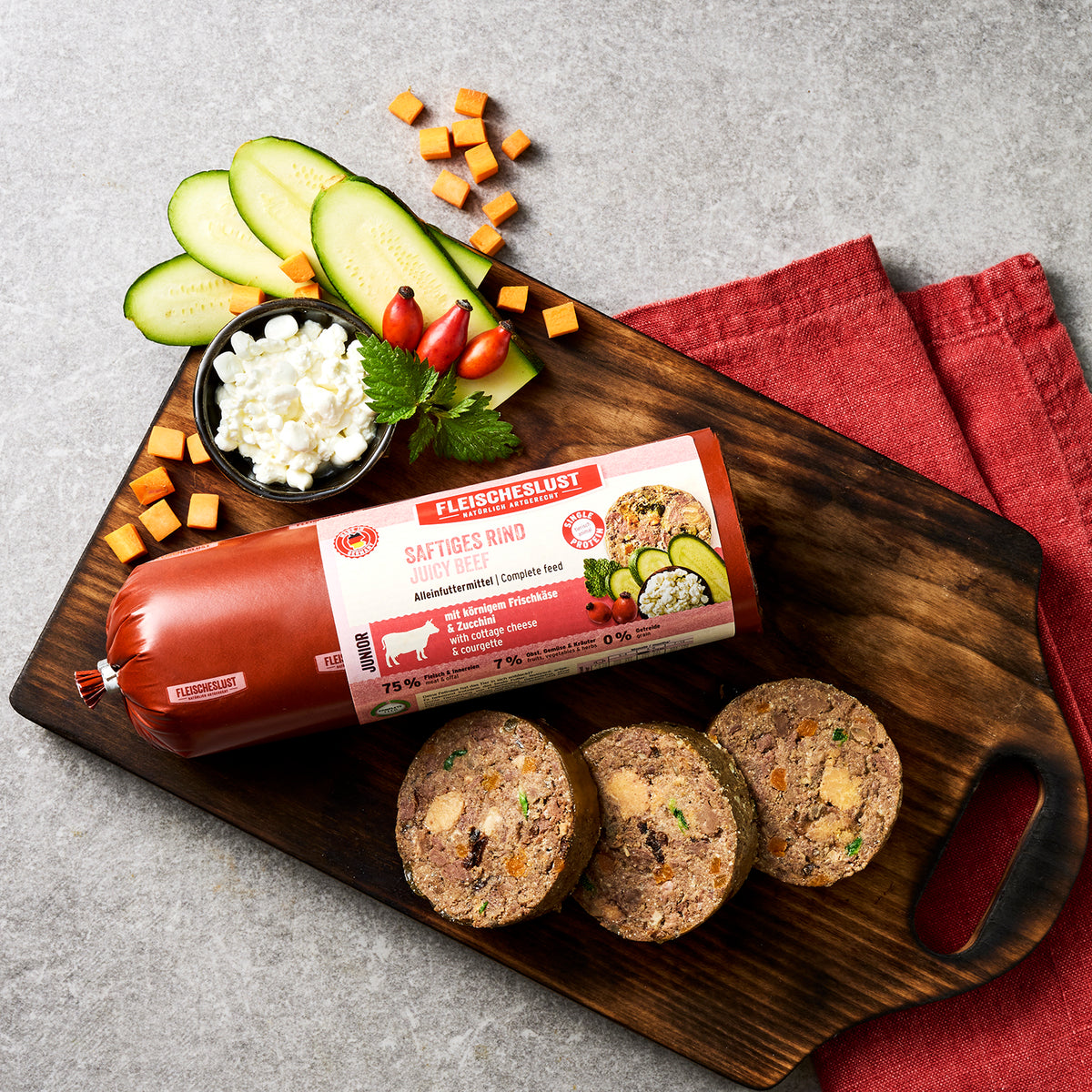 Saftiges Rind mit körnigem Frischkäse & Zucchini für Junioren