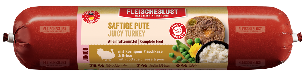 Saftige Pute mit körnigem Frischkäse & Erbse für Junioren