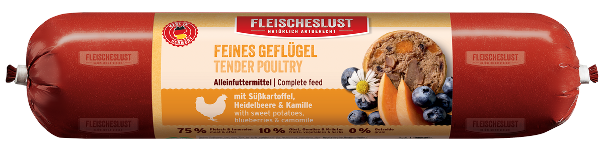 Feines Geflügel mit Süßkartoffel, Heidelbeere & Kamille