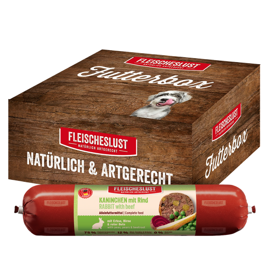 Futterbox Kaninchen mit Rind (6x800g) Alleinfutter